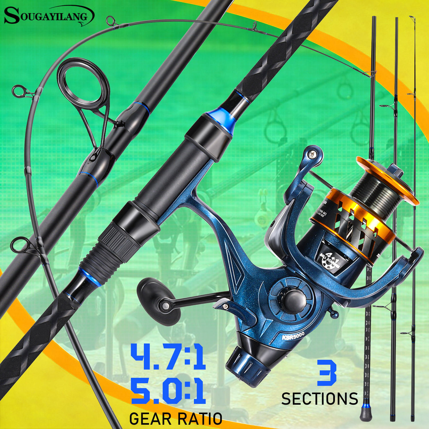 Sougayilang 3 Sections Surf Fi - Fishing Rod Carbon Fiber recension och pris