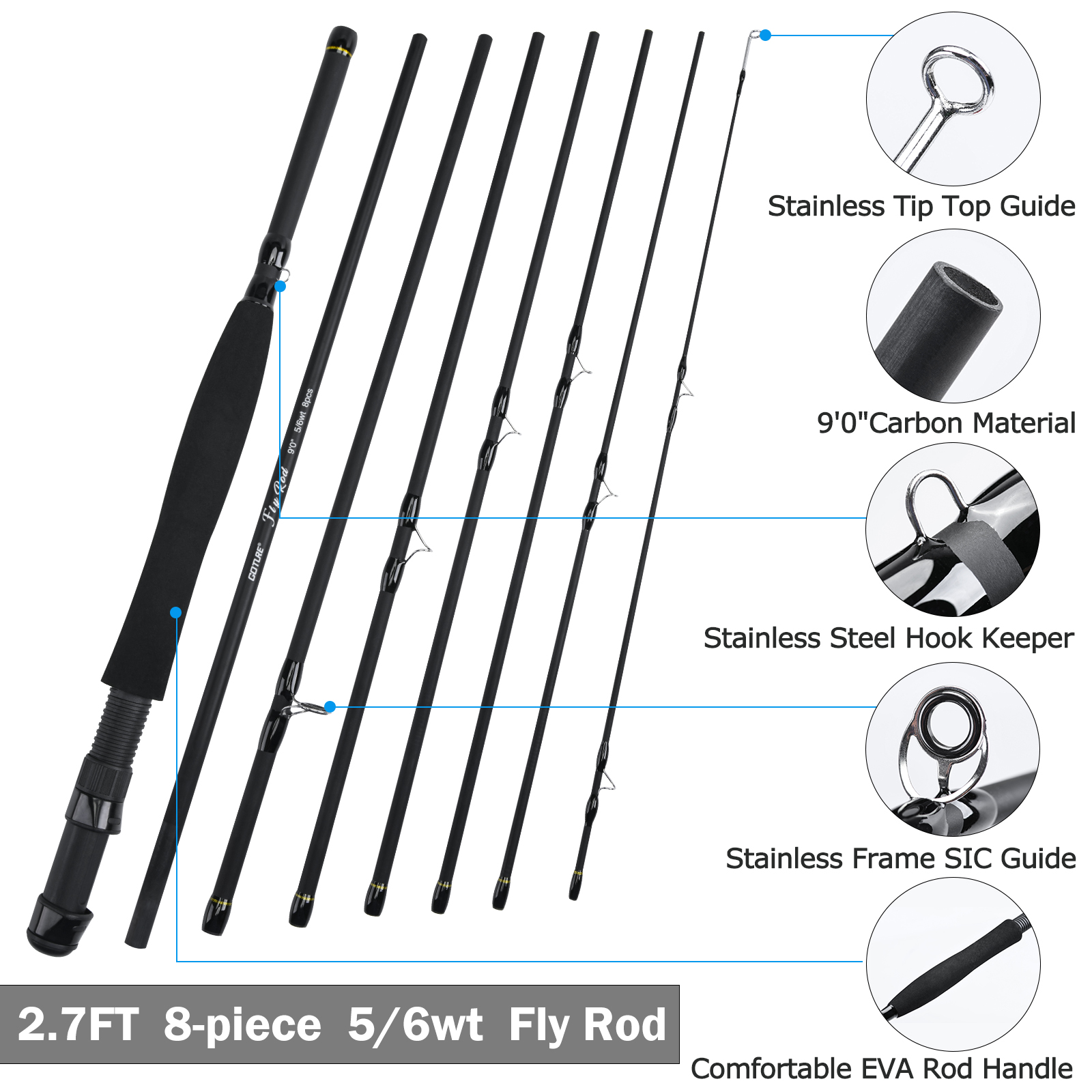 Goture 8Section Travel Fly Fis - Fishing Rod Fly recension och pris