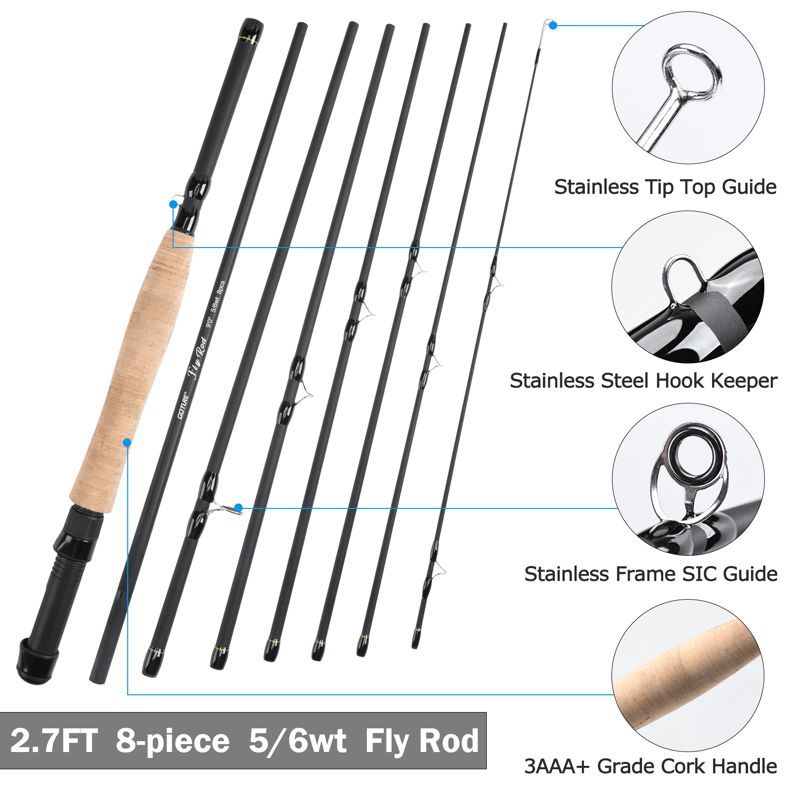 Goture 8Section Travel Fly Fis - Fishing Rod Fly recension och pris