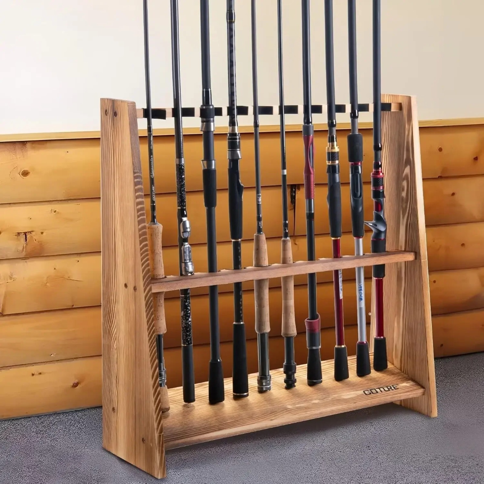 Goture Carbonized Pine Wood Fi - Fishing Rod Rack recension och pris