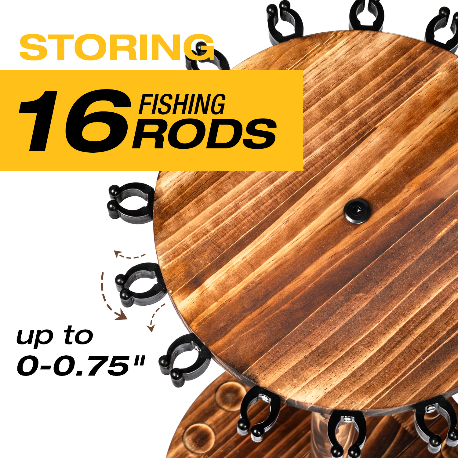 Round Carbonized Wood Fishing  - Fishing Rod Rack recension och pris