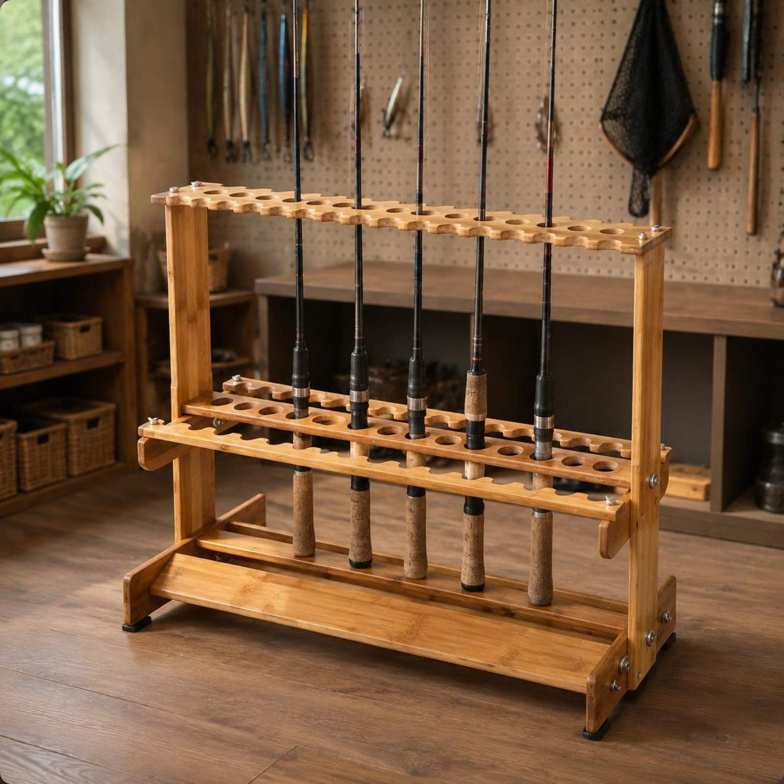Bamboo Fishing Rod Rack Circul - Fishing Rod Rack recension och pris