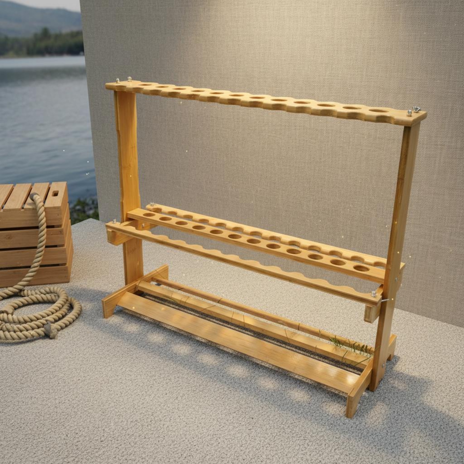 Bamboo Fishing Rod Rack Circul - Fishing Rod Rack recension och pris