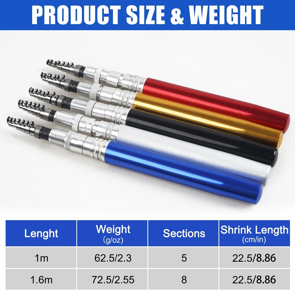 1.6m/1m Pocket Pen Fishing Rod - Fishing Rod Ice recension och pris